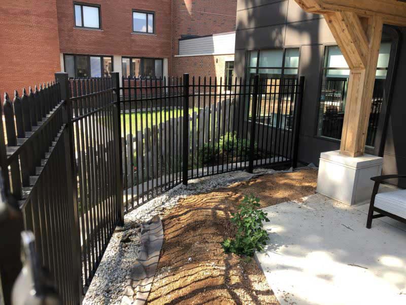 Decorative fencing around patio