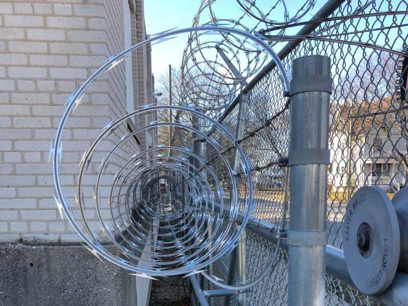 Security fence with razor wire